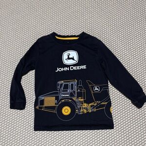 5 John Deere Kids Navy Long Sleeve Tee with Construction Design
